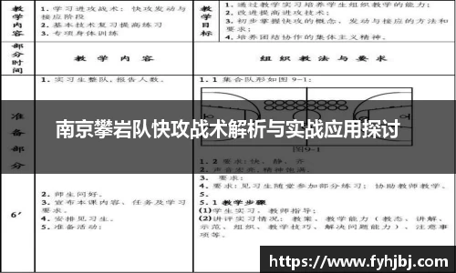 南京攀岩队快攻战术解析与实战应用探讨